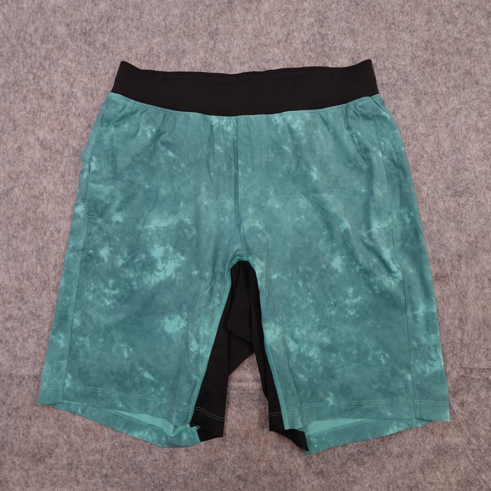 Lululemon Shorts Mens Medium T.H.E. Linerless 9" Teal Tie Dye Gym Workout Run